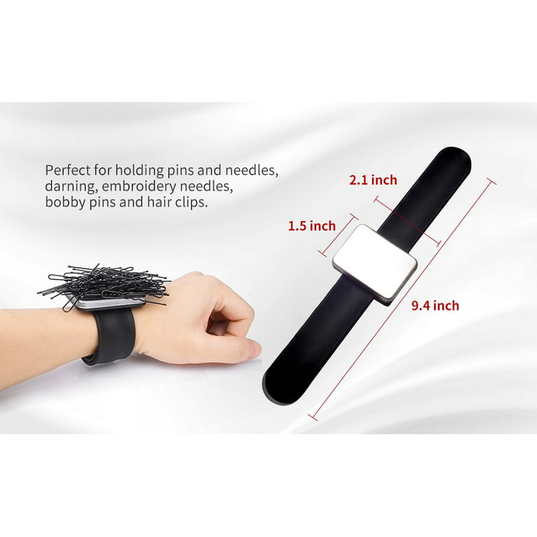 PERFEHAIR Magnetic Pin Holder for Sewing, Wrist Pin Cushion, Magnetic Pincushion, for Metal Bobby Pins and Clips, Magnetic Wristband, Magnet Needle