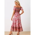 thumbnail image 3 of DARING DIVA Boho Floral Dress Midi Smocked Dress XS Pink, 3 of 6