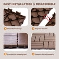 thumbnail image 4 of Jopath 68-Pack Plastic Interlocking Deck Tiles,11.42"x11.42" Patio Tiles for All-Weather Indoor Outdoor Use,Waterproof Floor Decking Tiles for Garden Lawn Porch Poolside Balcony,Brown, 4 of 8