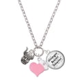 thumbnail image 1 of Delight Jewelry Silvertone Small Viking - Mascot - Light Pink Heart Nurse Strong Zoe Necklace, 1 of 4