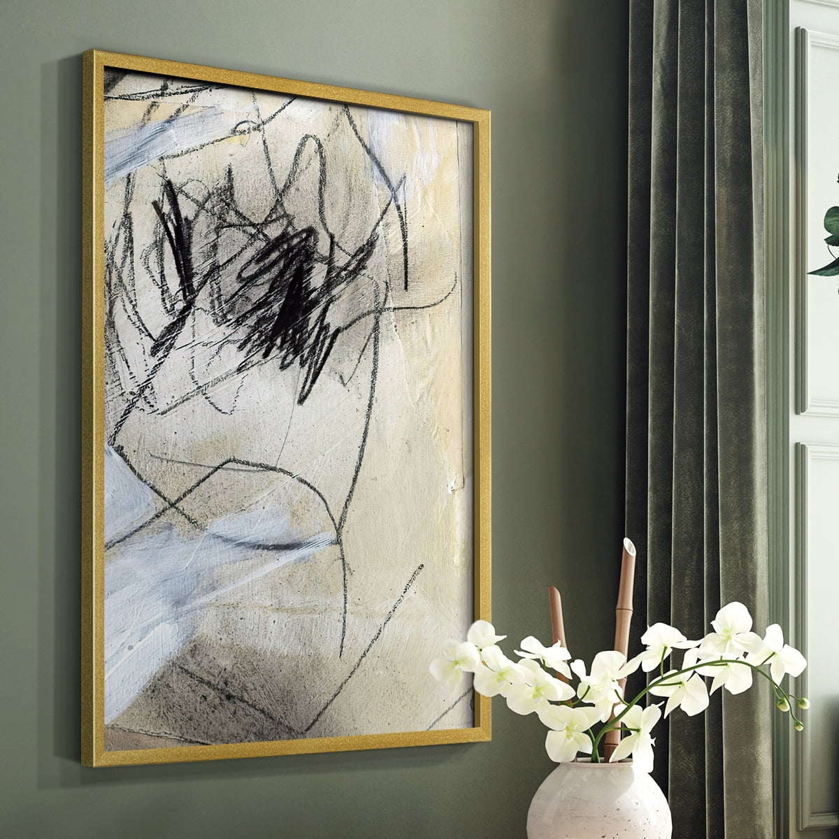 Masked Notes VII Framed Print in Gold Solid Wood Framed Print No Nail Hanging