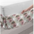 thumbnail image 2 of Floral Bed Skirt, Close Up Scene of Sketchy Pencil Drawn Like Blossoms Endemic Flowers Garden, Elastic Bedskirt Dust Ruffle Wrap Around for Bedding Decor, 4 Sizes, White Multicolor, by Ambesonne, 2 of 2