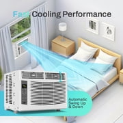 6000 BTU Window Air Conditioner, Cools Rooms Up to 250 Sq. Ft., Energy Saving Window AC Unit with Remote Control, LED Display, Sleep Mode, 3 Cooling Speeds, Washable Filter, Easy Installation Kit Inc