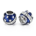 thumbnail image 2 of Rack Plating Alloy Enamel European Beads with Rhinestone Large Hole Beads Cadmium Free & Nickel Free & Lead Free Rondelle with Star Platinum Dark Blue 11x9.5mm Hole: 5mm, 2 of 2
