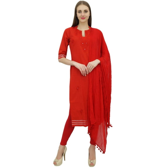 Atasi Readymade Salwar Pants Embroidered Red Cotton Salwar Kameez Suit Indian Dress - 22