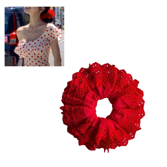 Big Scrunchies for Women Large Scrunchie Lace Oversized Thick Elastic Hair Ties Hair Scrunchies Ponytail Holder