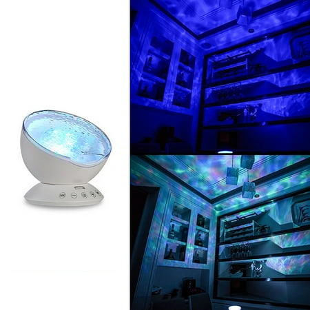 Multicolor Ocean Light Projector Nightlight With Mini Music Player For Living Room And Bedroom Novelty Baby Lamp White