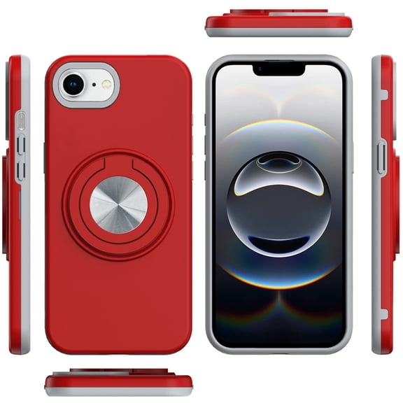 XPM for Apple iPhone 17E /16E Metal Matte Hybrid with Invisible Rotational Ring Stand, Car Mount Friendly, Military Grade Slim Fit Sturdy Phone Case Cover (Red)
