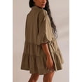 thumbnail image 5 of Chouyatou Women's Summer Puff Sleeve Tiered Tunic Babydoll Dress Cute Mini Button Down Shirt Dress, 5 of 6