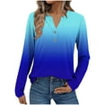 thumbnail image 3 of Ahuyic Womens Plus Size Top, Casual Long Sleeve Blouse For Autumns And Winter, Fashion Womens Casual Printed V-Neck Long Sleeve T-shirt Blouse Zipper Tops, 3 of 7