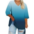 thumbnail image 4 of FDGIU Women's Plus Size Classic Solid Tunic - 3/4 Sleeve V Neck Casual Shirt, 4 of 5