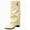 Beige, variant on Fold Over Boots for Women Fashion Faux Suede Pointed Toe Block Heel Mid Calf Boots Classic Solid Color Pull On Wide Calf Boots with Metal Lock,5.5