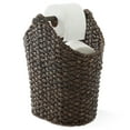 thumbnail image 5 of Casafield Toilet Paper Roll Holder Storage Basket with Wood Bar - Natural, Woven Water Hyacinth Wicker Bathroom Tissue Storage Organizer, 5 of 8