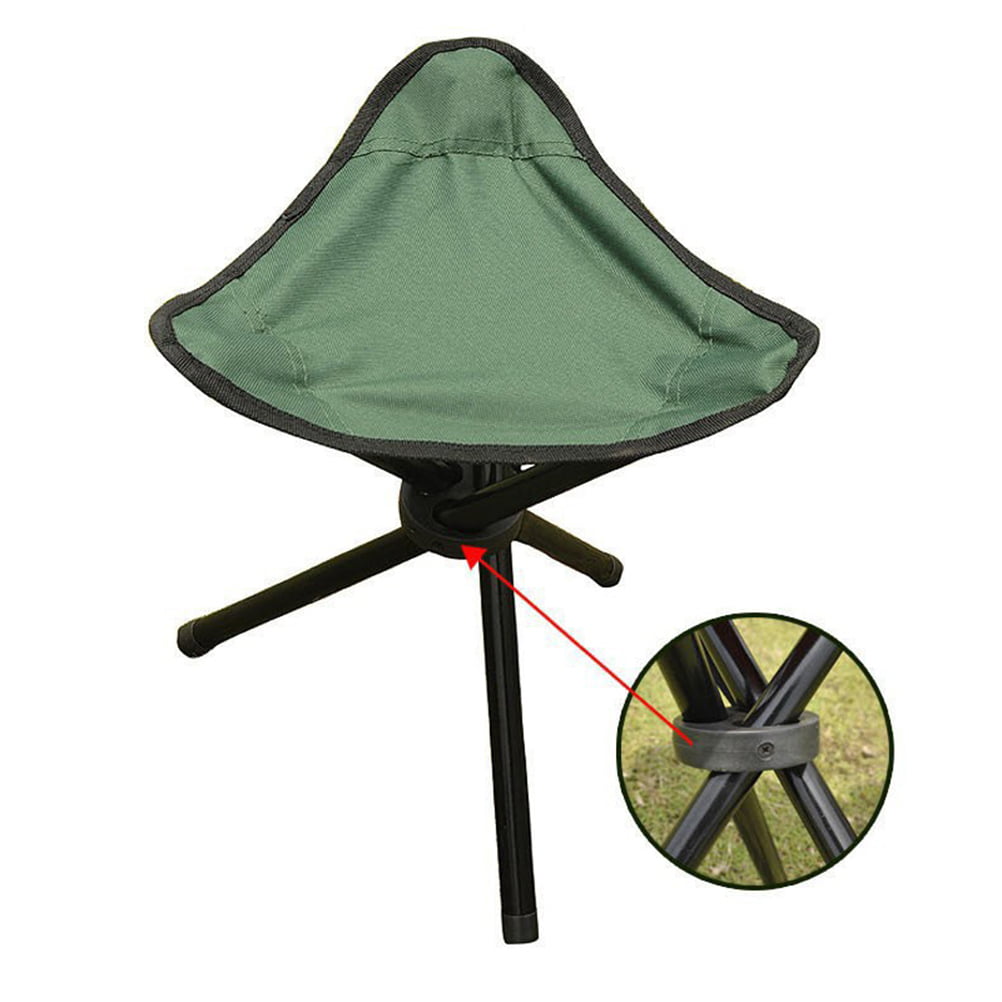 Portable Folding Tripod Stool Three Legged Stool Chair Seat for Fishing  Camping Hiking (Green) 