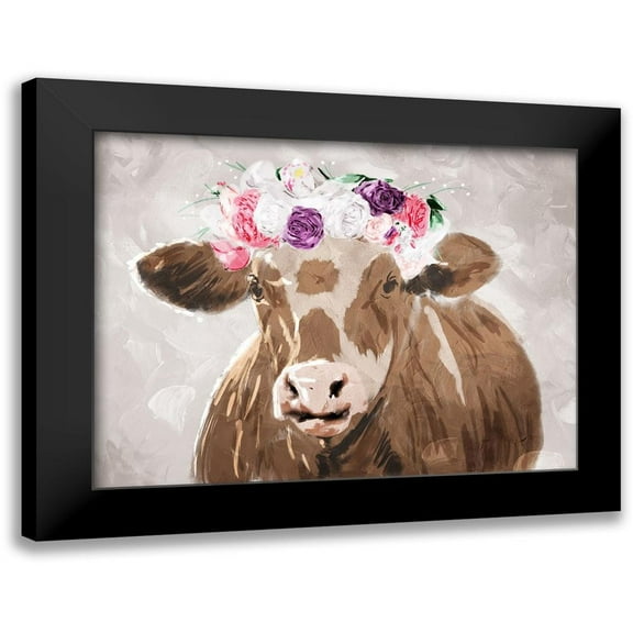 Villa, Mlli 14x12 Black Modern Framed Museum Art Print Titled - Cow Flowers