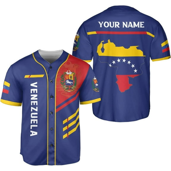 Personalized Name Venezuela Baseball Jersey Shirt, Venezuela Jersey for Men and Women Baseball Jersey Shirt Unisex S-5XL (S)