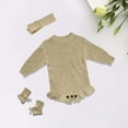 thumbnail image 2 of HNMKIU Customizable Name Hand Embroidered Baby Knitted Fall Jumpsuit Autumn Winter Sweater Cute Crawling for 0-18 Months Beige,9-12 Months, 2 of 4