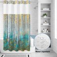 thumbnail image 2 of No Hook Shower Curtain, Teal Yellow Oil Painting Shower Curtains for Bathroom with See Through Top Window, Contemporary Abstract Art Waterproof & Washable Bath Curtain Narrow 54"x78", 2 of 9