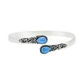 thumbnail image 3 of 925 Silver Plated Natural Chalcedony Cuff Bracelet for Women - Blue Stone March Birthstone Adjustable Open Bangle Handmade Jewelry - Gift for Birthday Christmas Wedding, 3 of 6