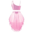 thumbnail image 2 of inhzoy Girls Lyrical Ballet Dance Leotard Tutu Dress Sequins Crop Top Mesh Irregular Skirt Dancewear, 2 of 5