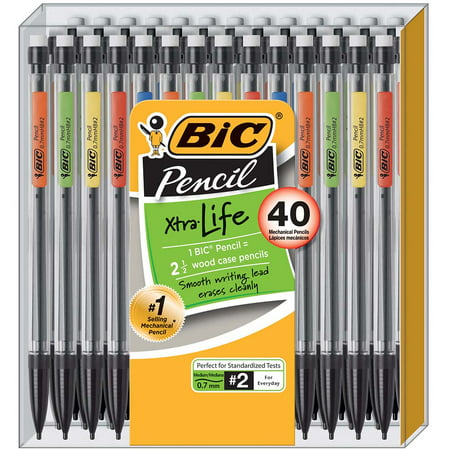 BIC Xtra Life Mechanical Pencil, Medium Point (0.7 mm), 40-Pack