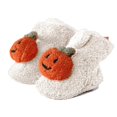 thumbnail image 2 of Baby Pumpkin Slippers, Warm Fuzzy Newborn Booties for Boys Girls, Soft Sole Infant Walking Shoes, Halloween Winter Cozy Crib Shoes, 2 of 5