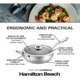 thumbnail image 5 of Hamilton Beach Fry Pan Stainless Steel 9.5in Nonstick Coating with Helper Handle and Glass Lid, Egg Pan, Omelet Pan, Stainless Steel Alloy Cookware Chef's Pan, Induction Compatible & Dishwasher Safe, 5 of 7