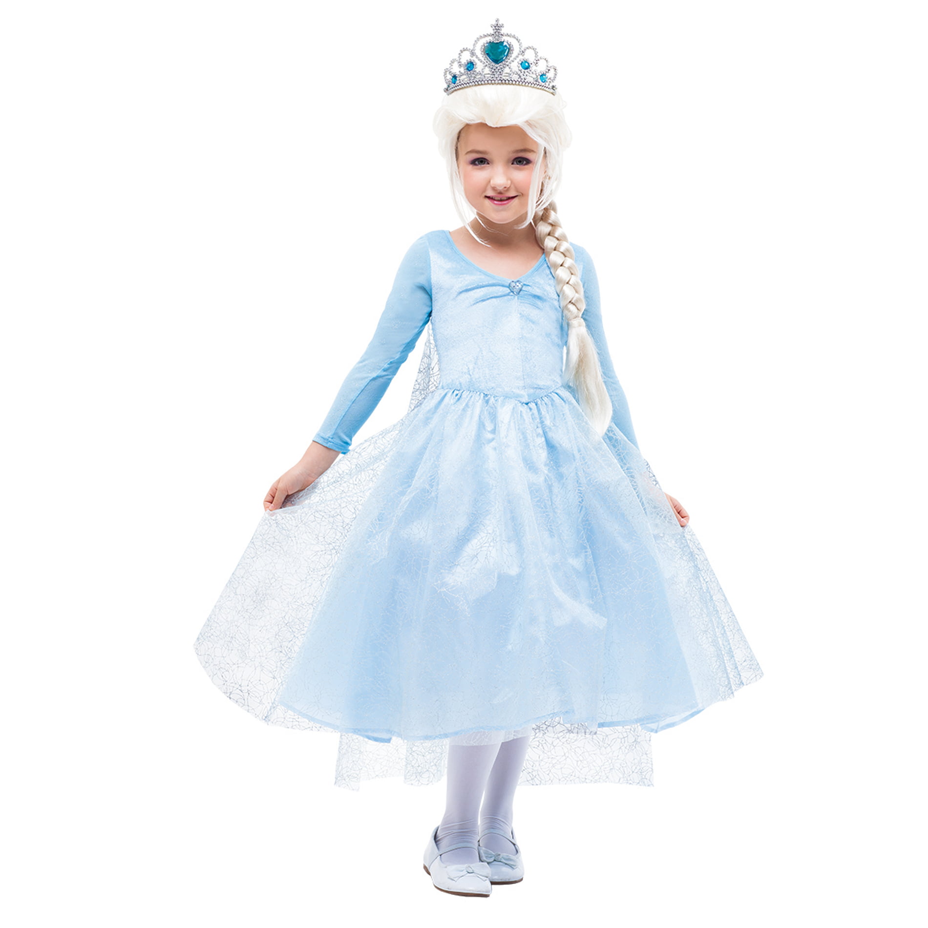 Kids Princess Cosplay  ANNA Girls Dress Queen Costume Fancy Dress/Crown UK