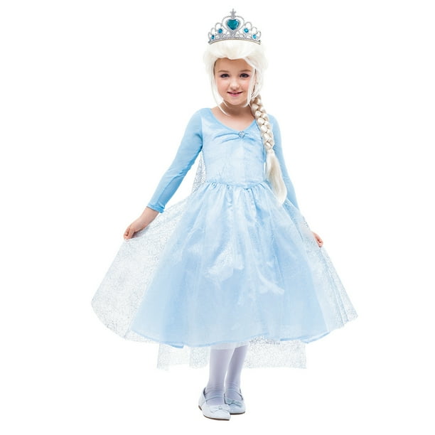 Girls Princess Costume Snow Queen Party Gown Dress With Crown Walmart Com Walmart Com