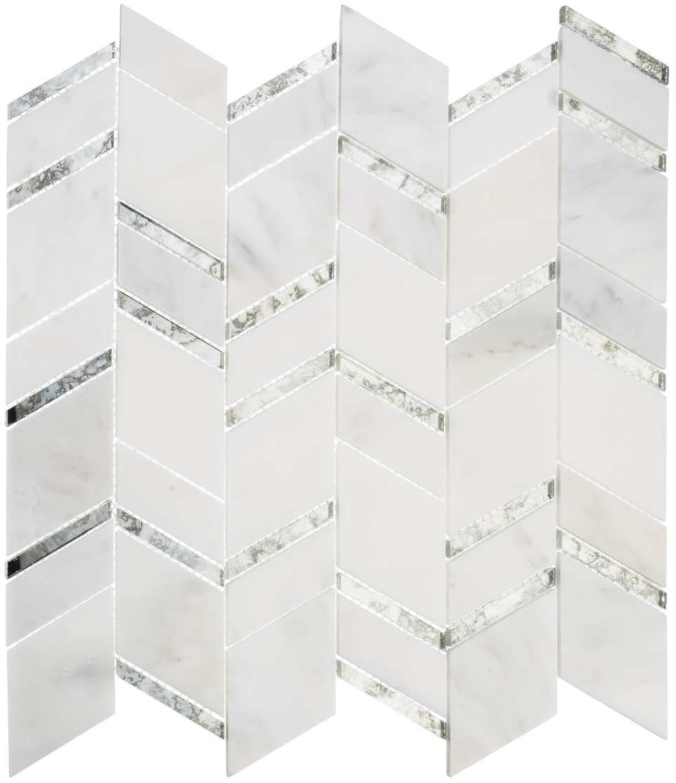 Casia Polished White Marble Chevron Mosaic Wall Tile