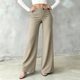 thumbnail image 2 of Edvintorg Womens Dress Pants Plus Size Fashion High Waisted Business Dressy Wide Leg Trousers With Buttons Women Work Pants Khaki L, 2 of 6