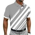 thumbnail image 2 of Fnnxeal Men's Performance Polo Shirt, Gray, Size L - Polyester Spandex, Stretch, Quick Dry, Moisture Wicking - Golf & Casual Athleisure Striped Polo for Big & Tall, 2 of 5
