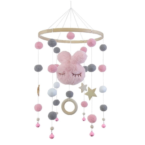 Cute Rabbit Five-pointed Star Bamboo Ring Shakes Wind Chimes Bed Bell Infants And Children's Room Decoration Pendant