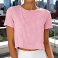 thumbnail image 5 of Ruimatai Women's Crew Neck Short Sleeve Cropped Top Casual Loose Fit Crop Tee for Daily Wear & Summer Outings, 5 of 8