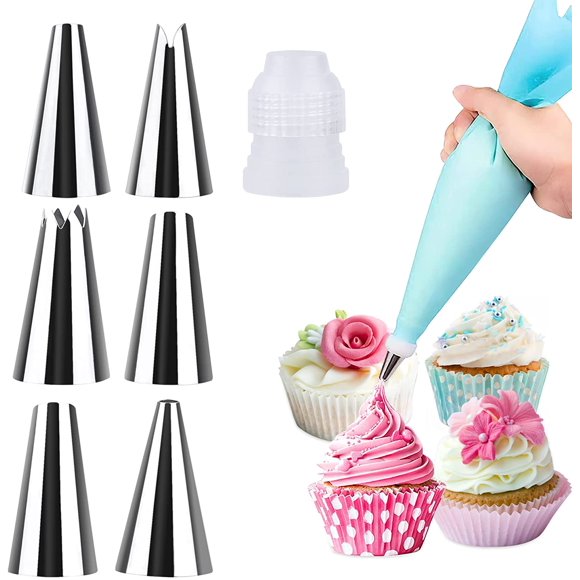 PROKITCHEN Piping Bag and Tips Set Cake Decorating Kit Baking Supplies with Icing Tips Silicone Pastry Bags Reusable Plastic Coupler Frosting Piping Tools for Cupcakes Cookies Icing 8pcs