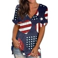 thumbnail image 1 of Hauts d'Été Grande Taille pour Femmes, T-Shirts Décontractés à Col Rond Imprimé, Manches Courtes, Blouse Ample, Col en V, en Liquidation, 1 of 5