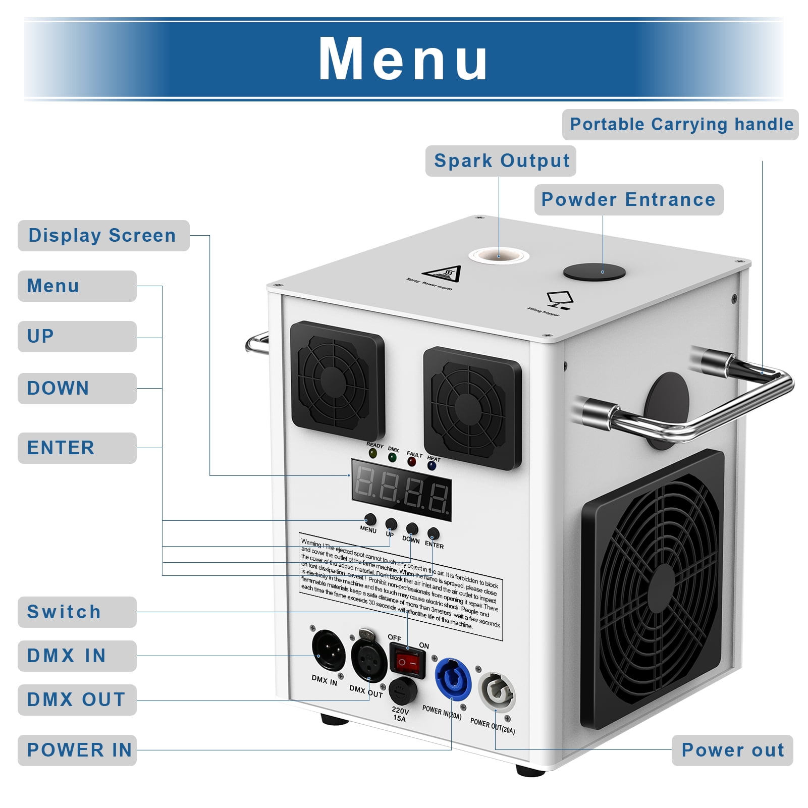Cold Spark Machine 700W DMX Stage Effect Machine 6.6-16ft for Stage DJ Disco White