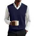 thumbnail image 2 of Huankd Men’s Knit Sweater Vest V Neck Relaxed Fit Sleeveless Pullovers Navy 5XL, 2 of 6