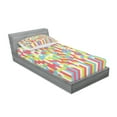thumbnail image 2 of Ambesonne Geometric Fitted Sheet & Pillow Sham Set, Psychedelic Gradient, Twin, Dried Rose Apple Green, 2 of 2