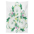thumbnail image 3 of Ambesonne Green Tablecloth Rectangular Table Cover, Celtic Curved Lines Art, 60"x84", Green Pink, 3 of 4