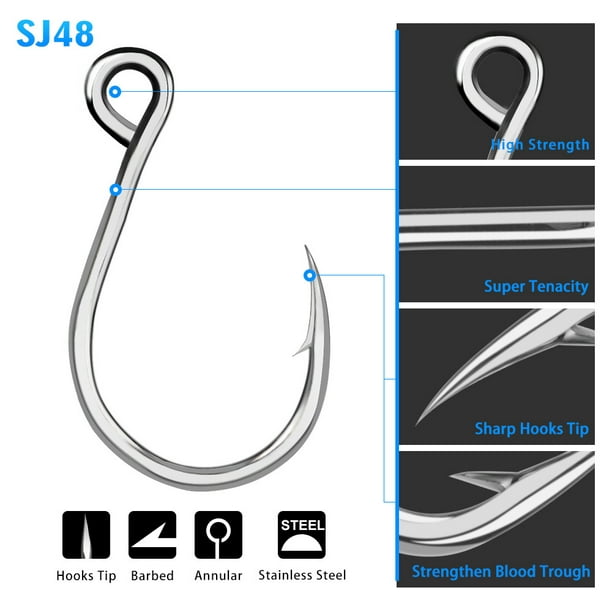 20 PCS Fishing Hook High Carbon Steel Barbed Hook Extra Strong Hook for  Saltwater Freshwater Fishing 