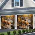 thumbnail image 3 of Orange Autumn Deer Garage Door Cover Banner 6 x 13 FT, Vintage Forest River Garage Door Curtains Backdrop with Grommets for Indoor Outdoor Wall Party Porch Yard Decorations Background, 3 of 9