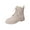 Beige, variant on QQAMB Womens Combat Ankle Boots, Lace Up Lug Sole Combat Shoes Fashion Round Toe Military Boot with Side Zipper