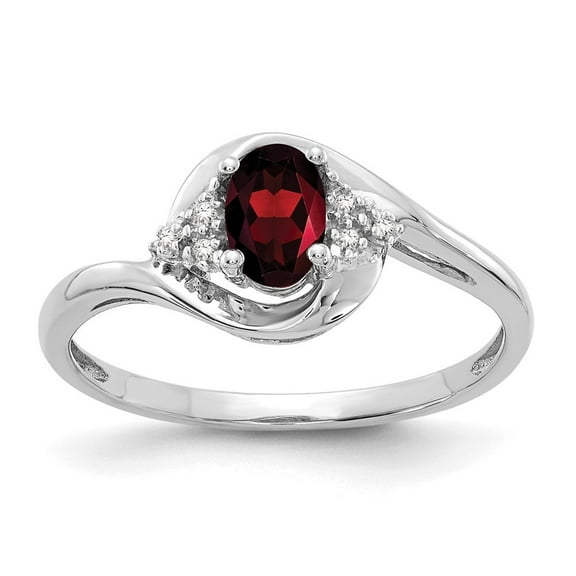 Auriga Fine Jewelry 14K White Gold Garnet and Diamond Ring for Women Size 7