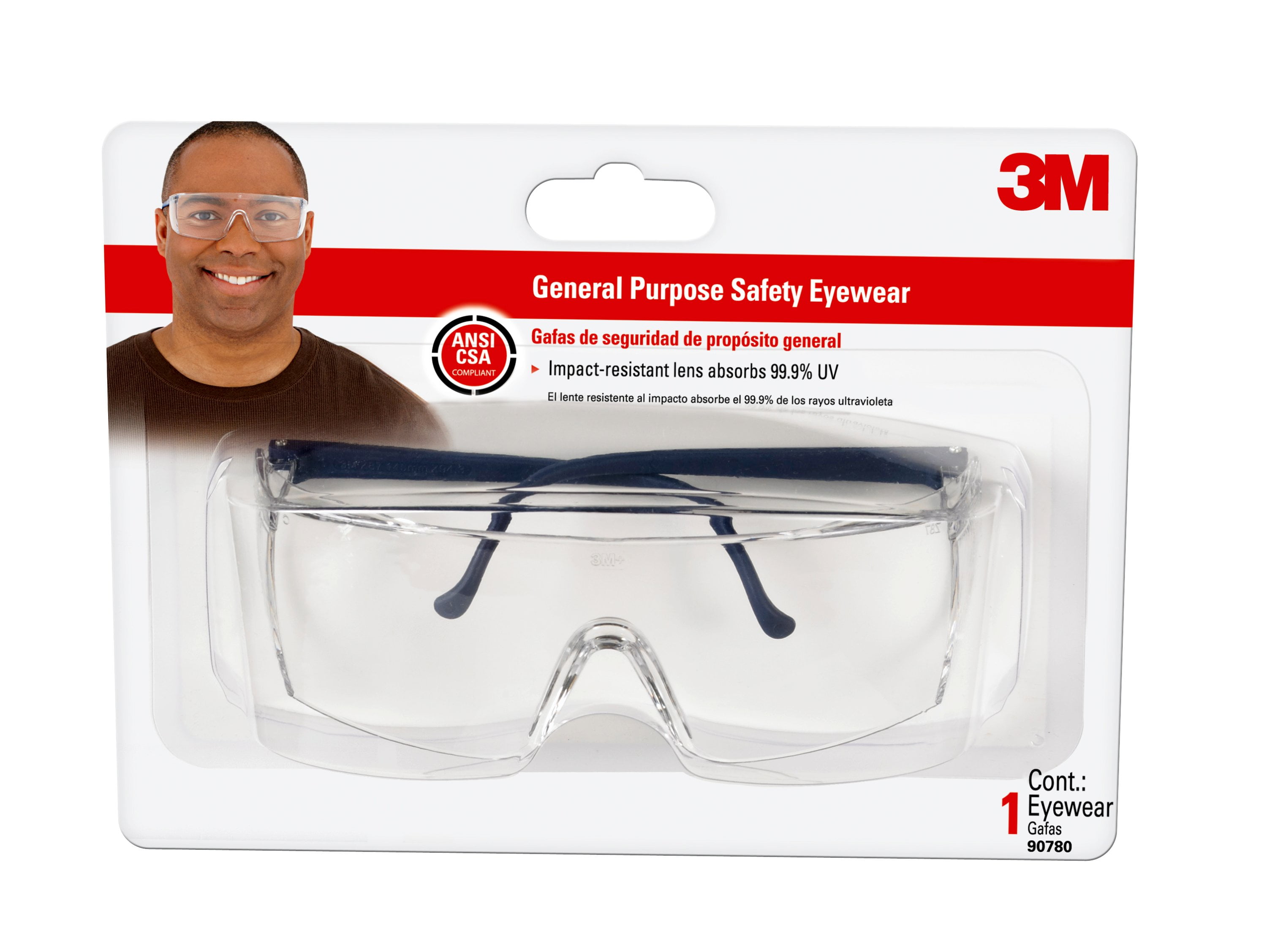 3M General Purpose Safety Glasses, Black Frame, Clear Lens Walmart