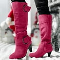 thumbnail image 6 of YLYL Women Knee High Boots Buckle Wide Calf Chunky Mid Heel Side Zipper Dressy Fall Winter Boots, 6 of 8