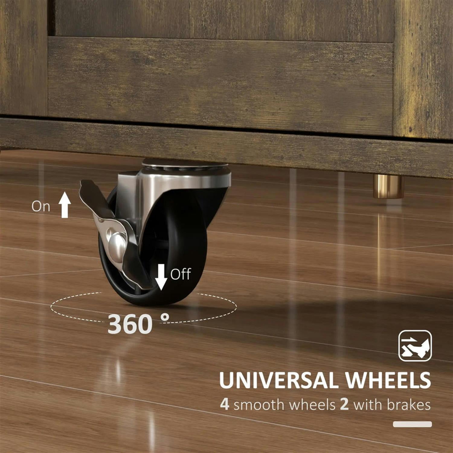 Demi Bonn 36" Kitchen Island Cart on Wheels with Drawer, Storage Cabinet, Rolling Dining Room Serving Utility Carts Mobile Movable with Towel Rack, Brown