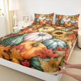 thumbnail image 3 of Manfei Classic Halloween Pumpkin Lantern Fitted Sheet Full,Harvest Maple Leaf Print Bed Set,3pcs,1 Fitted Sheet and 2 Pillowcases, 3 of 6