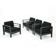 thumbnail image 3 of Contemporary Home Living Set of 4 Charcoal Gray Contemporary Outdoor Patio Club Chairs 31.75", 3 of 9