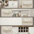 thumbnail image 4 of Chvans Farmhouse Coffee Bar Cabinet with Hutch, Wine Rack, Pegboard, 75" Tall Kitchen Storage Buffet Cabinet with Power Outlet & 4 Sliding Barn Doors for Kitchen Dining Room,White, 4 of 13